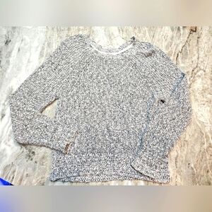 Free People Marled Knit Sweater Gray Black White Slouchy Pullover Women’s L